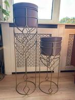 Plantenpotten op gouden frame - set van 2, Tuin en Terras, Bloempotten, Rond, Binnen, Ophalen of Verzenden, Zo goed als nieuw