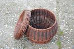 Rieten mand met deksel, Ophalen, Gebruikt, Mand, Rond