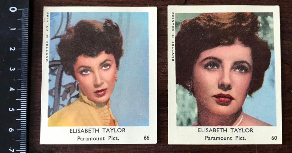 Oude Filmster Elisabeth Taylor Kaartjes VAL Klene en A.E.Z., Ophalen of Verzenden, Zo goed als nieuw