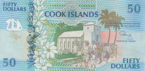 Cook Islands bankbiljet 50 Dollars 1992 UNC, maar getint, Postzegels en Munten, Bankbiljetten | Oceanië, Los biljet, Ophalen of Verzenden