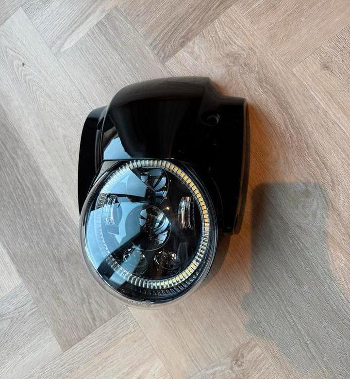 Harley V-Rod Night-Rod Muscle Angel Eye LED Koplamp + Houder, Motoren, Onderdelen | Harley-Davidson, Gebruikt, Ophalen of Verzenden