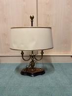 Empire Lamp ovaal bronskleur/hout voet, creme kap 44x34, Ophalen, Zo goed als nieuw, Hout, Minder dan 50 cm
