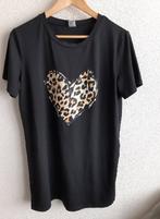 Gloednieuw shirt met panterhart Mt L, Kleding | Dames, T-shirts, Verzenden, Zwart, Maat 42/44 (L), Nieuw