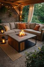 Vuurtafel - Handgemaakt met Betonnen Blad & Gasbrander, Ophalen of Verzenden, Nieuw