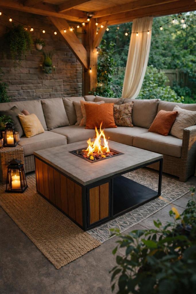 Vuurtafel - Handgemaakt met Betonnen Blad & Gasbrander, Tuin en Terras, Vuurtafels, Nieuw, Ophalen of Verzenden