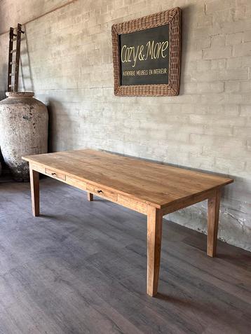 Authentieke boerentafel - 220 x 98 cm + 76 cm hoog / 2 lades beschikbaar voor biedingen