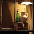 Oude Franse blauw groen spuitfles brocant, Ophalen of Verzenden