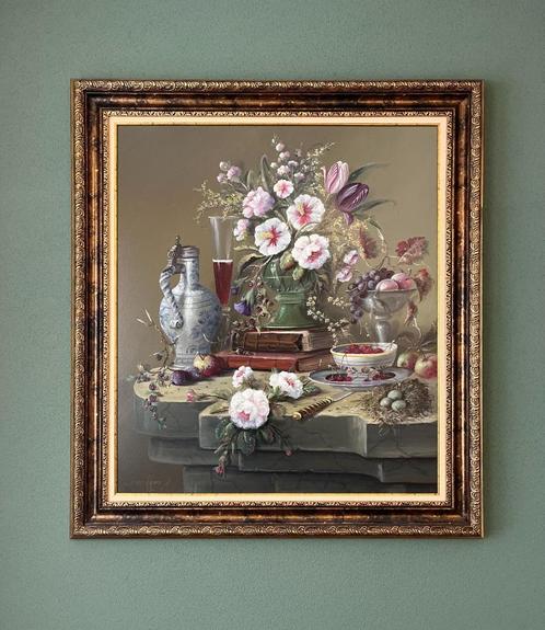 Groot pronkstilleven Thomas Heesakkers op paneel., Antiek en Kunst, Kunst | Schilderijen | Klassiek, Ophalen