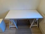 Witte diep bureau, verstelbare hoogte (Ikea), Ophalen, In hoogte verstelbaar, Gebruikt, Bureau