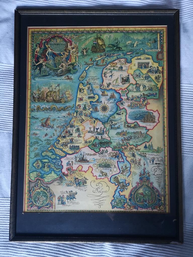 Ton van Tast, landkaart van Nederland , Haagse Post 1930, Ton van Tast, Landkaart, 1800 tot 2000, Nederland