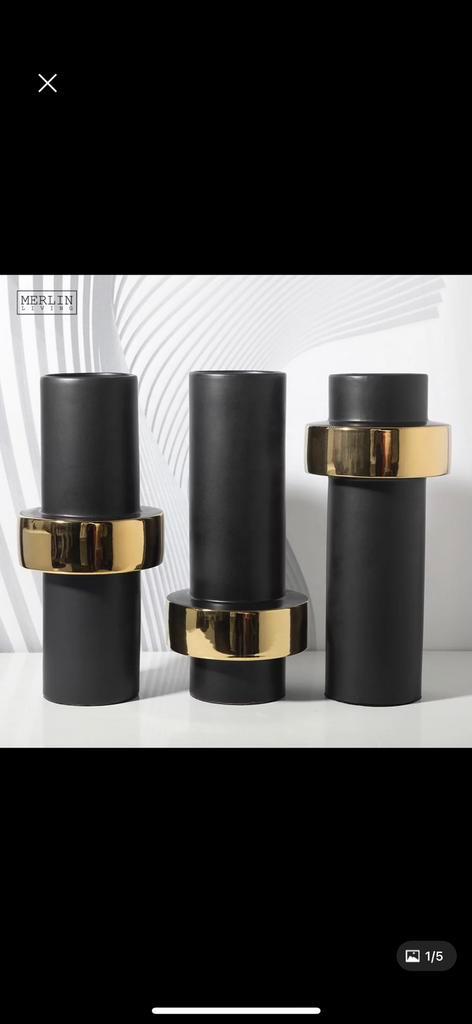Set van drie luxe vazen- nieuw in doos, Huis en Inrichting, Woonaccessoires | Vazen, Zo goed als nieuw, Wit, Minder dan 50 cm