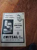 Advertentie van Zwitsal  babyset 1958, Verzamelen, Merken en Reclamevoorwerpen, Overige typen, Ophalen of Verzenden, Zo goed als nieuw
