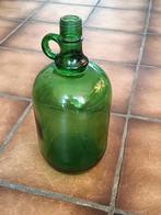 Prachtige brocante donkergroene wijn/ kruikfles met oortje., Ophalen of Verzenden