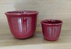 Set vintage bloempotten donker rood, 9cm en 13,5cm hoog, Tuin en Terras, Bloempotten, Gebruikt, Rond, Ophalen of Verzenden, Minder dan 25 cm