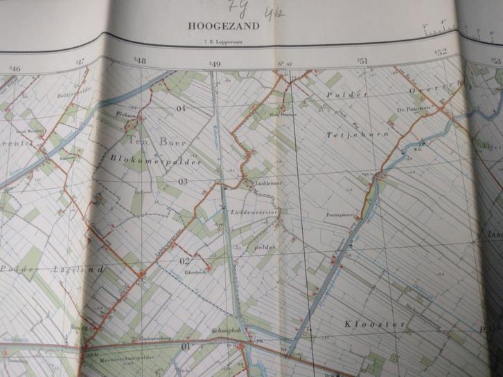 7 G Hoogezand Kolham Martenshoek Harkstede Plattegrond 1962, Antiek en Kunst, Kunst | Litho's en Zeefdrukken, Ophalen of Verzenden