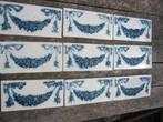 30 Art nouveau wandtegels, blauwe guirlande opgelegd, Antiek en Kunst, Antiek | Wandborden en Tegels, Ophalen