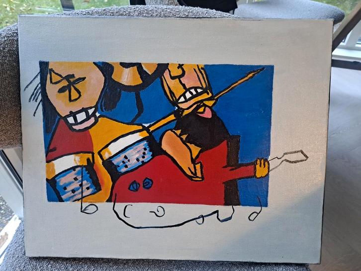 Klein schilderij, Herman Brood, olieverf op katoen, Antiek en Kunst, Kunst | Schilderijen | Abstract, Ophalen of Verzenden