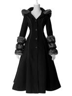Gothic Winterjas (nep afneembaar bont) Maat M, Kleding | Dames, Ophalen of Verzenden, Nieuw, Maat 38/40 (M), Zwart