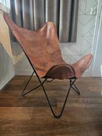 Brown cognac leather butterfly chair, Huis en Inrichting, Fauteuils, Ophalen, Gebruikt
