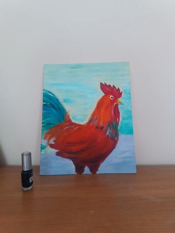 Schilderij Haan - Kleurrijk en Uniek beschikbaar voor biedingen