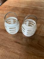 2 Windlichten Riverdale, Huis en Inrichting, Woonaccessoires | Kandelaars en Kaarsen, Ophalen, Overige materialen, Wit, Zo goed als nieuw