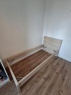 Stevig houten eenpersoonsbed, Ophalen, 90 cm, Eenpersoons, Beige