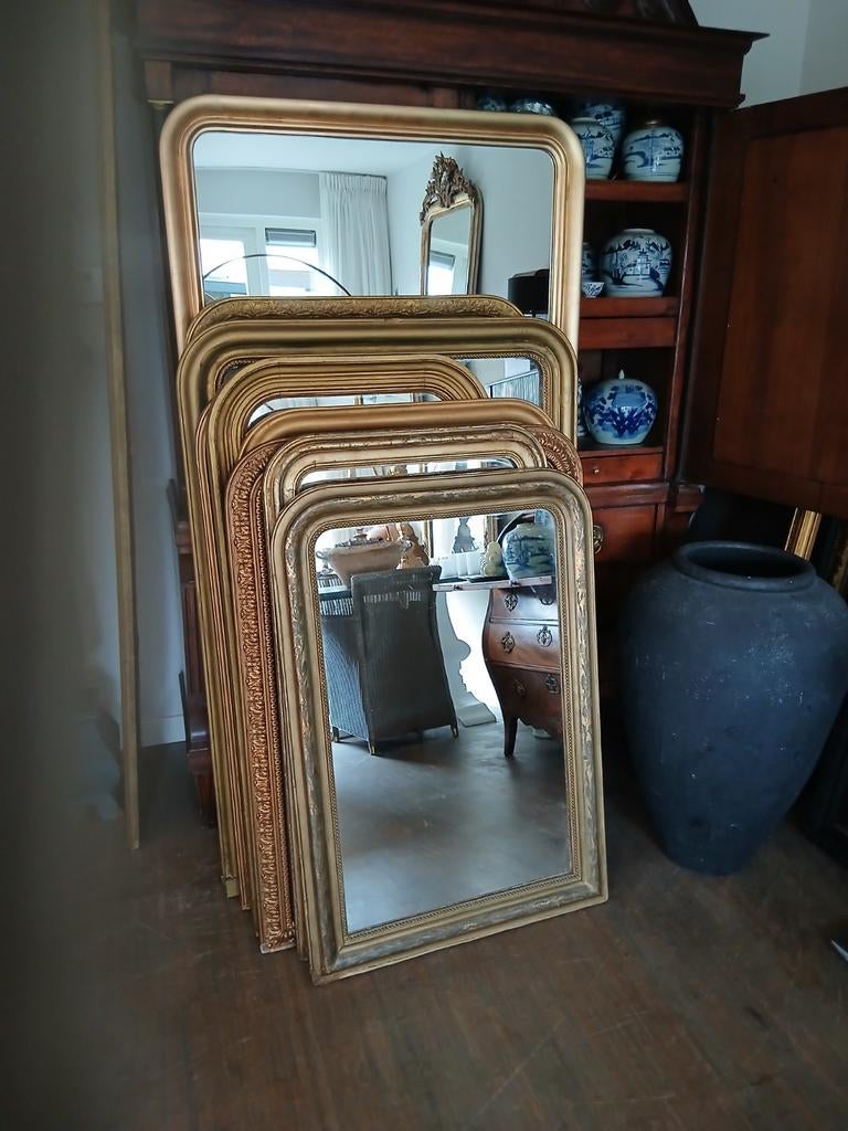 Diverse Antieke Franse Spiegels Kuifspiegels, Antiek en Kunst, Ophalen, Rechthoekig, Minder dan 50 cm