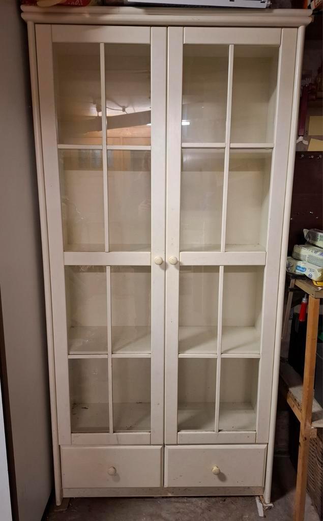Witte Vitrine Kast, Huis en Inrichting, Kasten | Vitrinekasten, Gebruikt, 150 tot 200 cm, 25 tot 50 cm, Ophalen