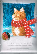 Cado vervaco borduurpakket kussen poes met sjaal, Ophalen of Verzenden, Nieuw, Borduurpakket