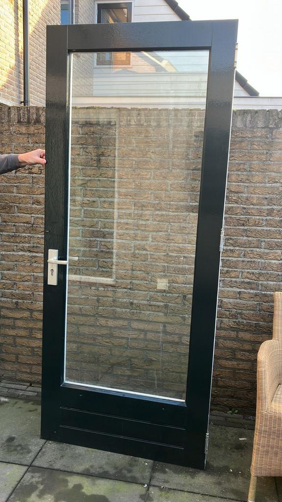 Buitendeur, Doe-het-zelf en Verbouw, Deuren en Horren, Gebruikt, Buitendeur, 200 tot 215 cm, 80 tot 100 cm, Hout, Ophalen