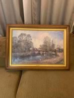 Groot Schilderij met landschap in gouden lijst antiek, Antiek en Kunst, Kunst | Schilderijen | Klassiek, Ophalen