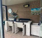 Steigerhouten tuin-loungeset met natuurstenen blad, Tuin en Terras, Ophalen, 5 zitplaatsen, Bank, Steigerhout