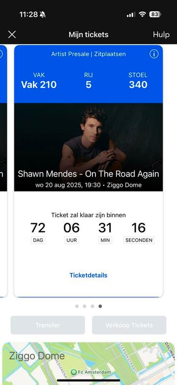 Één Shawn Mendes ticket Ziggo Dome beschikbaar voor biedingen