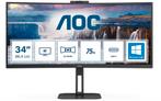 AOC CU34V5CW/BK Zwart usb c webcam 100hz monitor 34", Aoc, Ophalen of Verzenden, 61 t/m 100 Hz, Hoofdtelefoonaansluiting