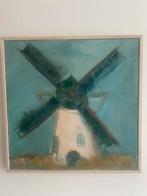 Modern olieverfschilderij met molen, Ophalen of Verzenden