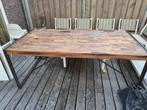 Industriële eettafel van hout & staal, 200 cm of meer, Vijf personen of meer, Rechthoekig, 50 tot 100 cm