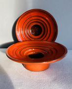 Vintage oranje kaarsenstandaards Gouda aardewerk, Huis en Inrichting, Woonaccessoires | Kandelaars en Kaarsen, Overige materialen