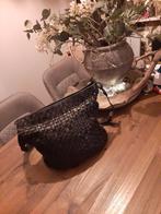 Zwarte zgan! Leren gevlochten handtas, Ophalen of Verzenden, Zo goed als nieuw, Rechthoekig, Riet