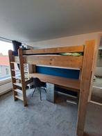 Steigerhouten Hoogslaper met Bureau en Matras, Hoogslaper, Eenpersoons, 210 cm, 160 tot 180 cm