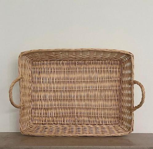 Dienblad presenteerblad riet rotan rechthoek groot, Huis en Inrichting, Woonaccessoires | Dienbladen, Gebruikt, Ophalen