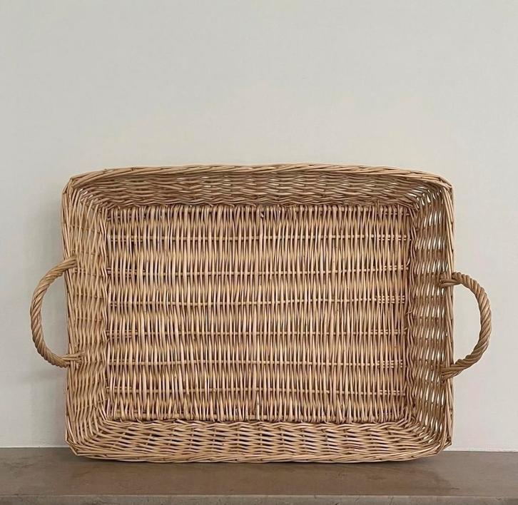 Dienblad presenteerblad riet rotan rechthoek groot, Huis en Inrichting, Woonaccessoires | Dienbladen, Gebruikt, Ophalen