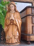 Antieke Houten Maria met Glazen Ogen, Ophalen of Verzenden