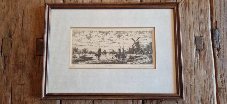Cornelis Jan van Rijsewijk - Ingelijste Ets 30/50, Antiek en Kunst, Kunst | Etsen en Gravures, Ophalen of Verzenden