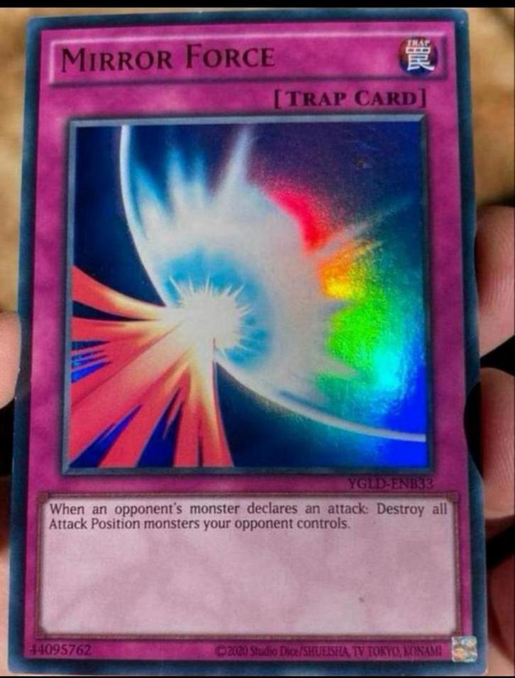 Yu-Gi-Oh! Mirror Force YGLD Print !, Hobby en Vrije tijd, Verzamelkaartspellen | Yu-gi-Oh!, Zo goed als nieuw, Losse kaart, Foil
