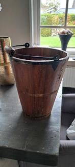 Houten Emmer met Handvat - Vintage Decoratie, Ophalen, Gebruikt, Hout, Met handgreep