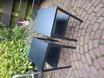 2 zwart metalen bijzettafels /nachtkastjes., Ophalen of Verzenden, Rond, Metaal of Aluminium