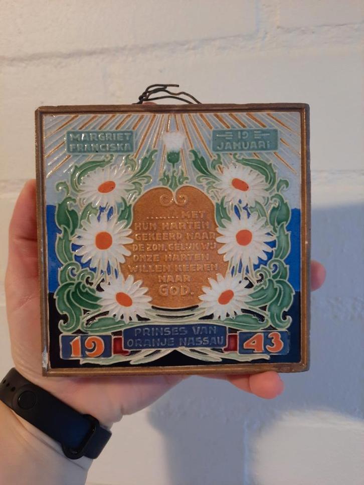 Vintage Tegeltableau Prinses Margriet 1943, Antiek en Kunst, Antiek | Wandborden en Tegels, Ophalen of Verzenden