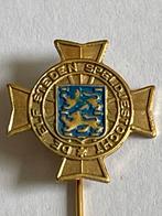 De elf steden elfstedentocht speldjestocht [blauw] 1965, Verzamelen, Speldjes, Pins en Buttons, Ophalen of Verzenden, Zo goed als nieuw