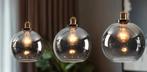 4 hanglampen Smoke mirror glas, Ophalen, Zo goed als nieuw, Glas, Minder dan 50 cm