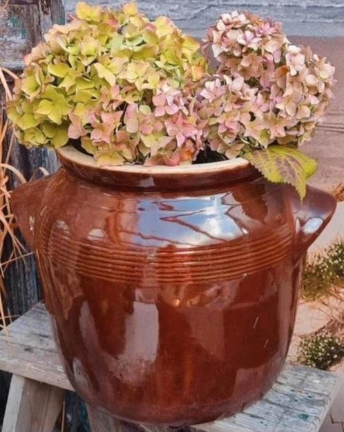 Geglazuurde Franse Grespot/keramieken pot, Huis en Inrichting, Woonaccessoires | Vazen, Gebruikt, Overige kleuren, Minder dan 50 cm
